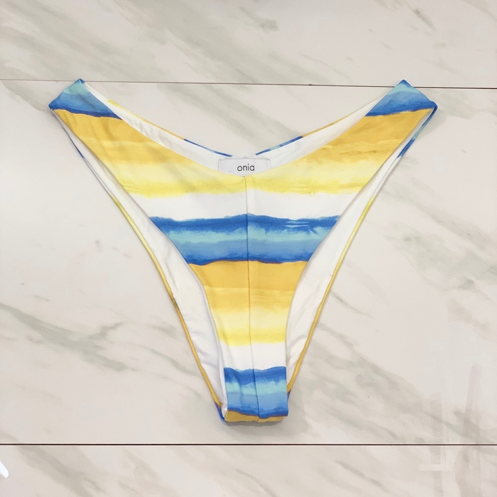 Onia Rachel Blue/Yellow Watercolor Bikini Sz M